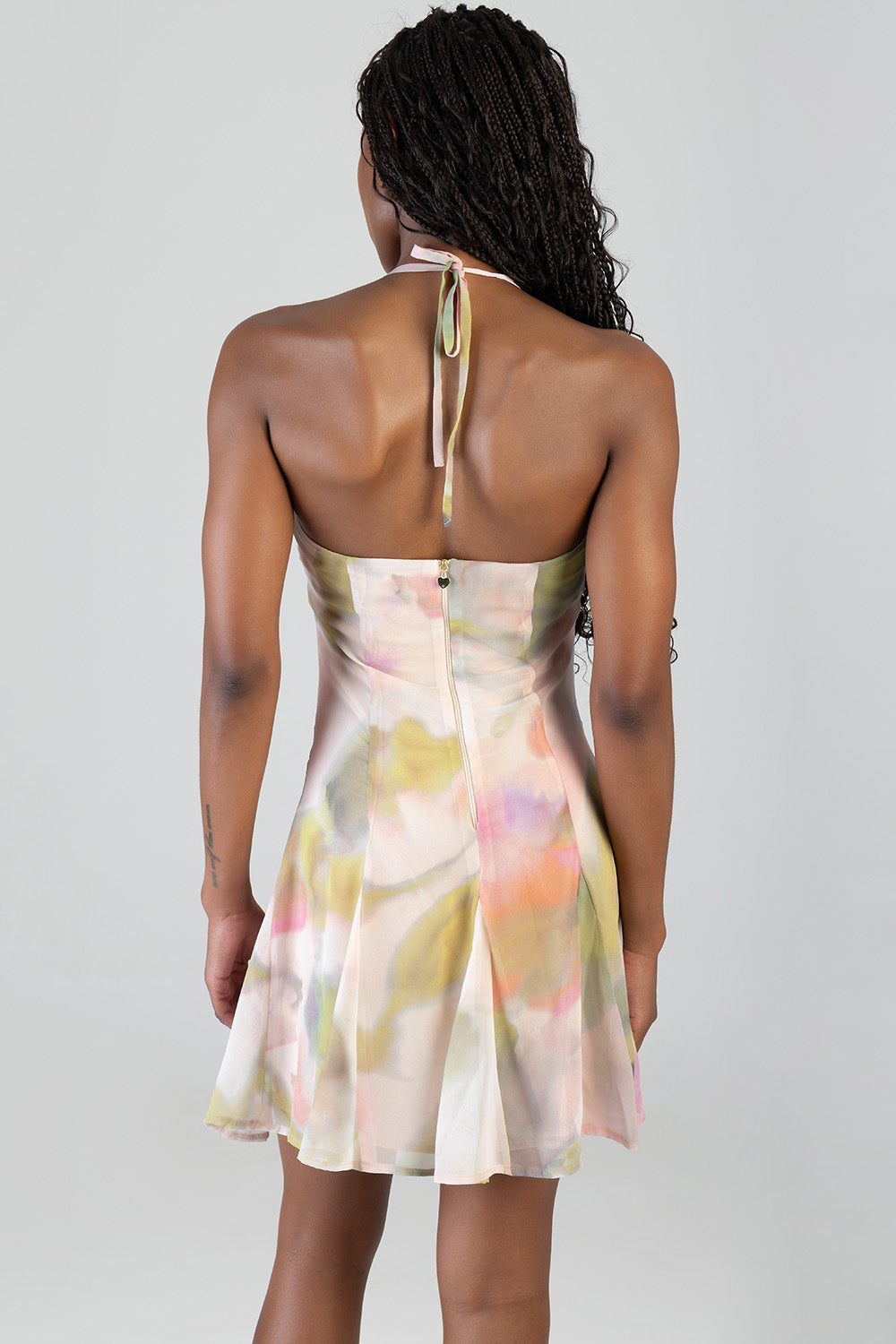 Take Your Time Straight Neckline Mini Dress - Multi