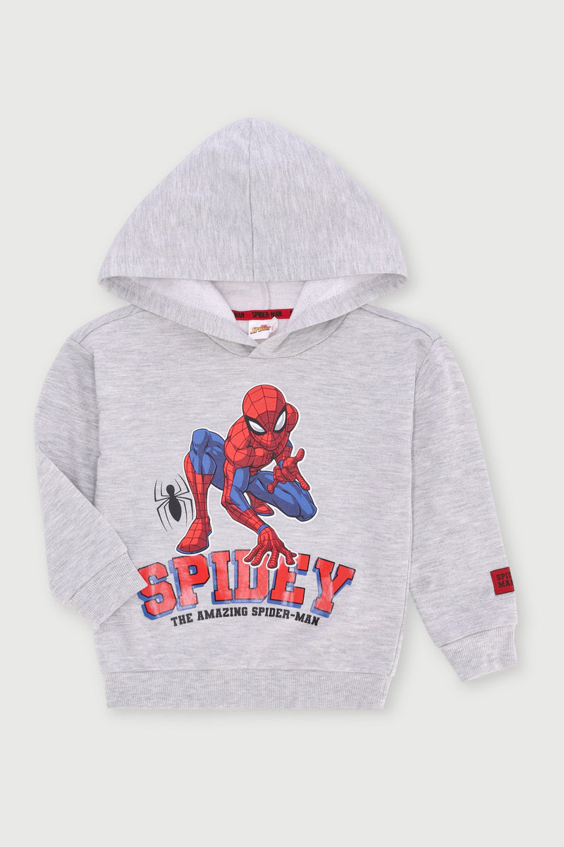 Pre-Boys Spiderman Gloss Hoody - Grey Melange