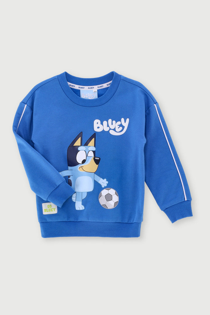 Pre-Boys Bluey Piped Soccer Crew Top - Blue