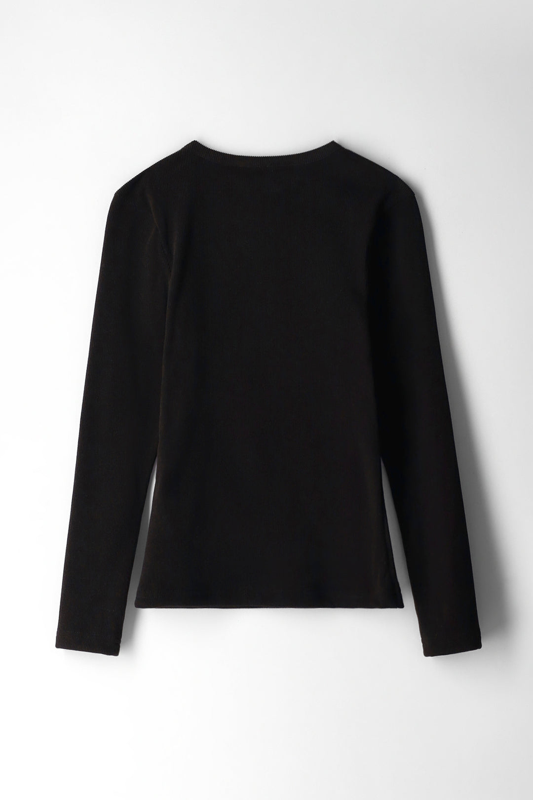 Girls Basic Ribbed Long Sleeve Tee - Black