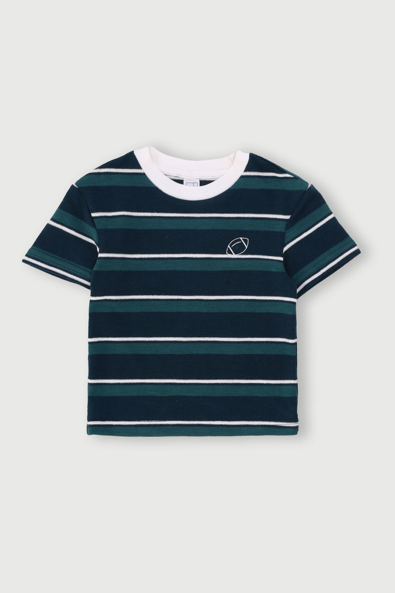 Pre-Boys Yarn Dyed Terry Fleece Tee - Dark Green