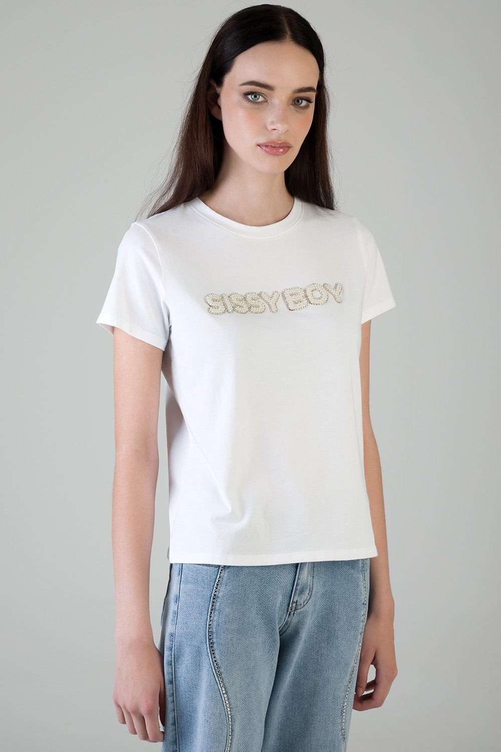 Own It: Regular T-Shirt With Pearl Logo - White