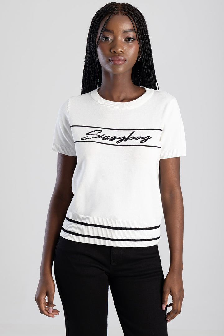 Need To Think Knitted Golfer - White
