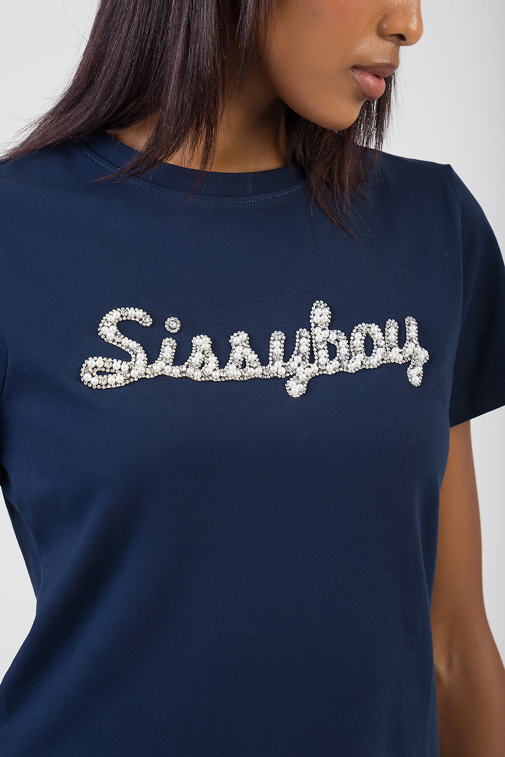 Keep It Cool Raised Pearl Regular T-Shirt - Navy