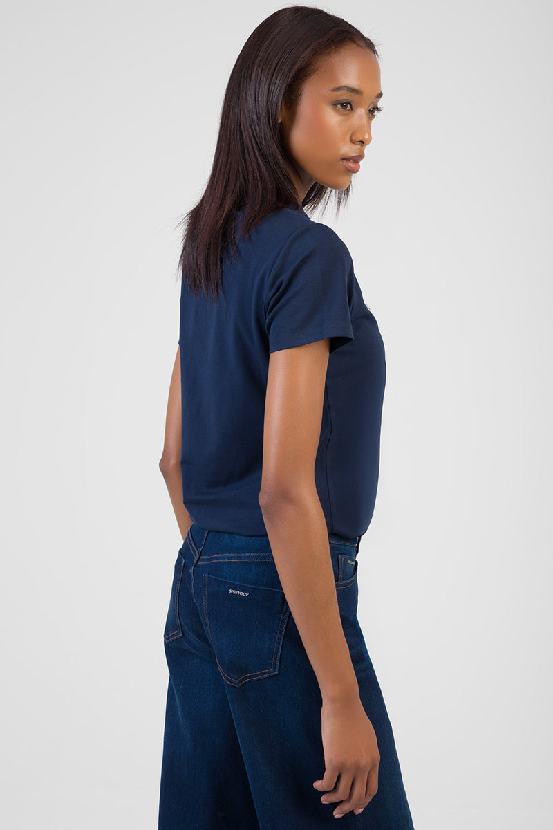 Keep It Cool Raised Pearl Regular T-Shirt - Navy