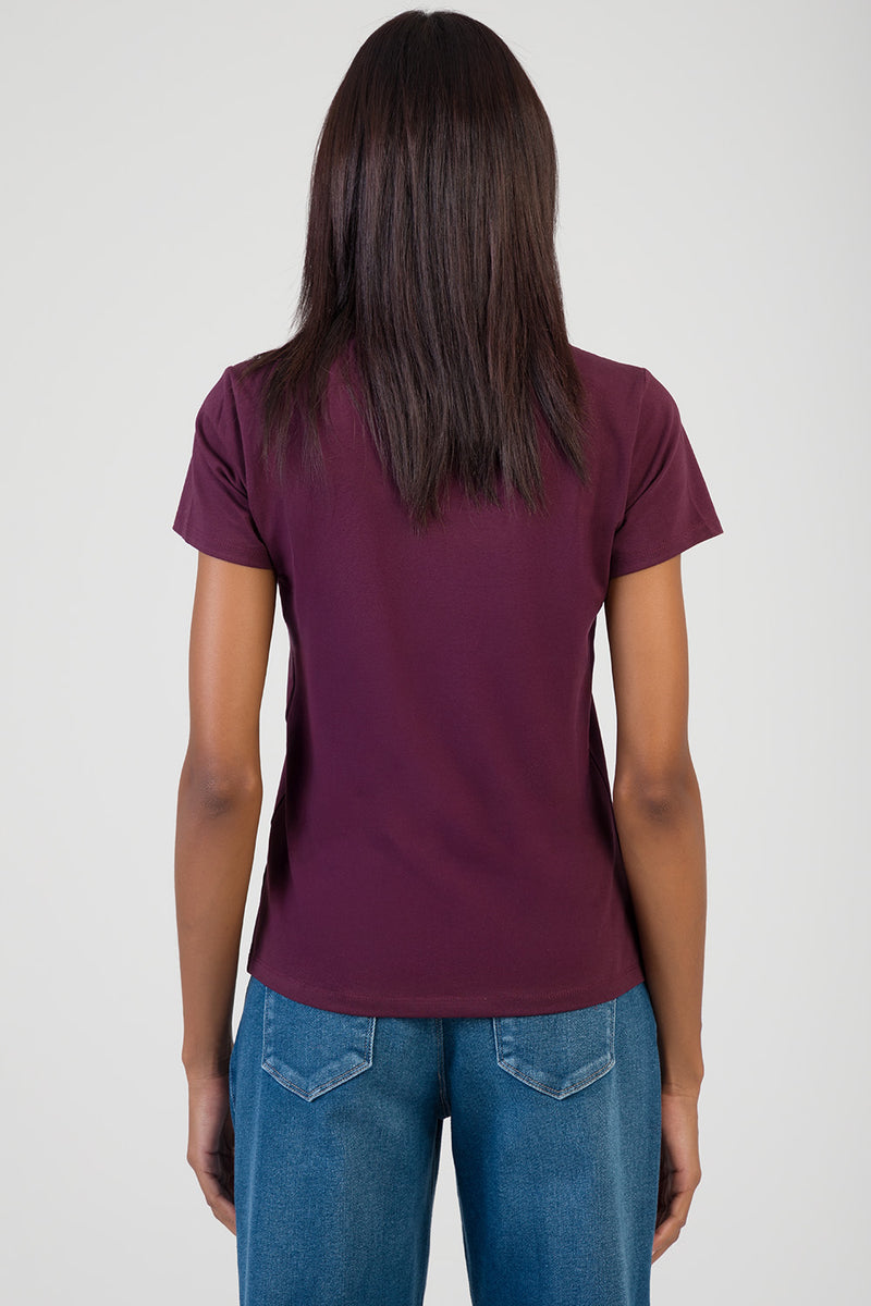 All Eyes On You Stud & Bling Regular T-Shirt - Burgundy