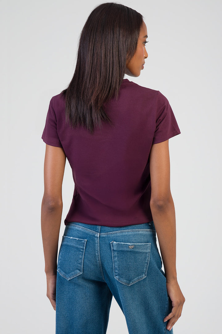 All Eyes On You Stud & Bling Regular T-Shirt - Burgundy