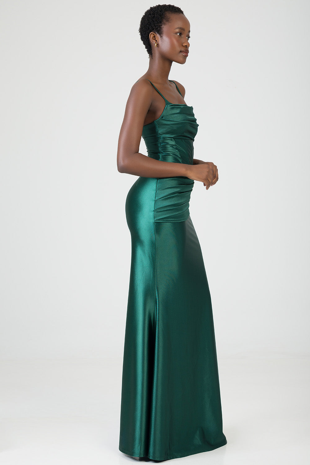 Maxi Dress With Corset Details And Pleats - Green