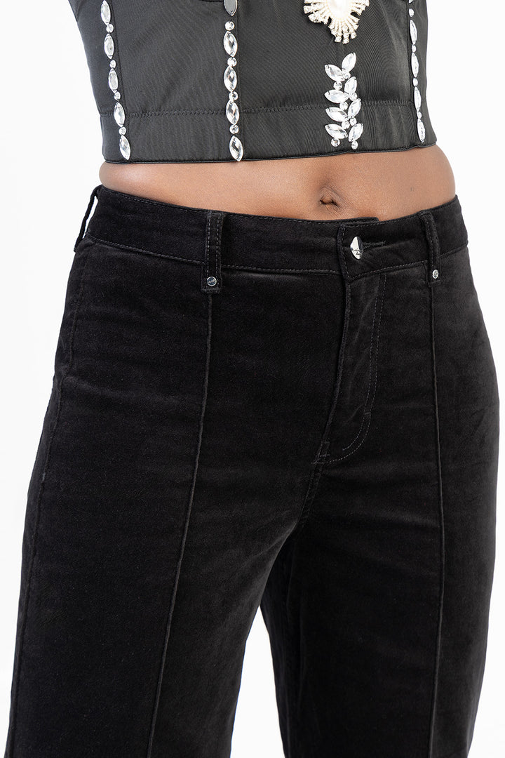 Paige High Waist Tailored Style Wide Leg Denim - Black
