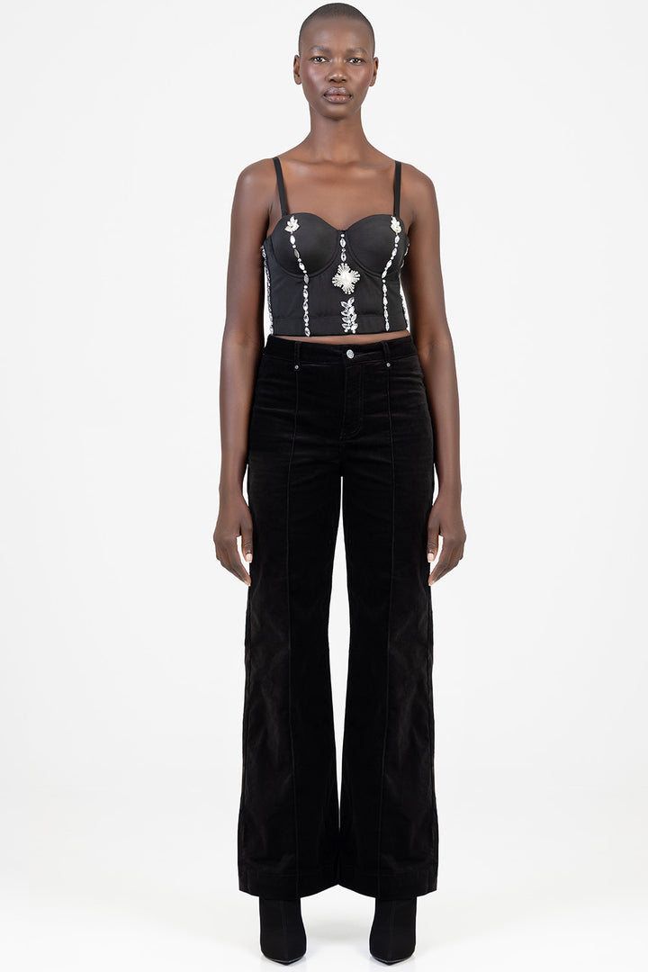 Paige High Waist Tailored Style Wide Leg Denim - Black