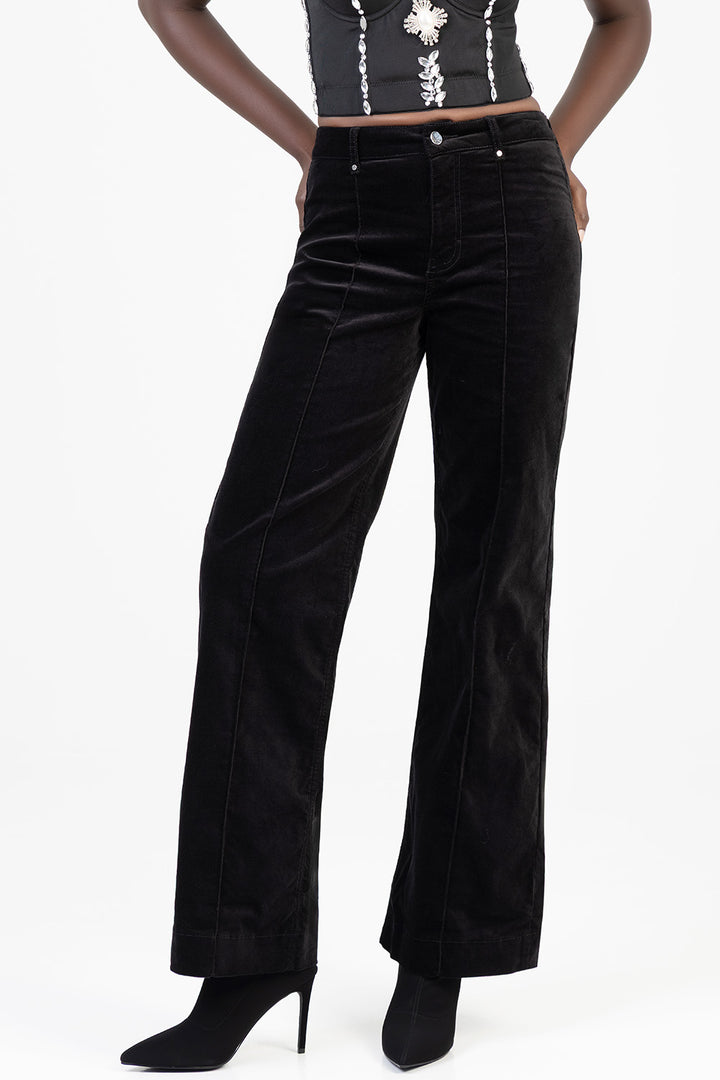 Paige High Waist Tailored Style Wide Leg Denim - Black