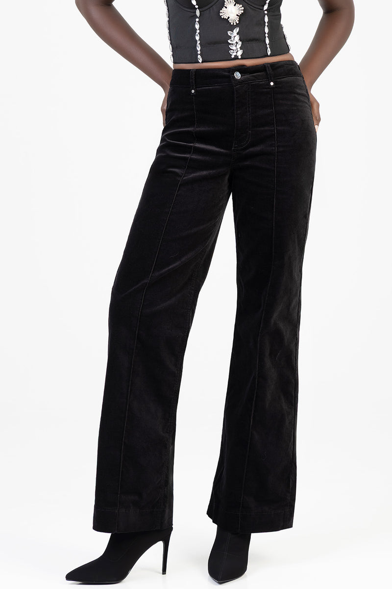 Paige High Waist Tailored Style Wide Leg Denim - Black