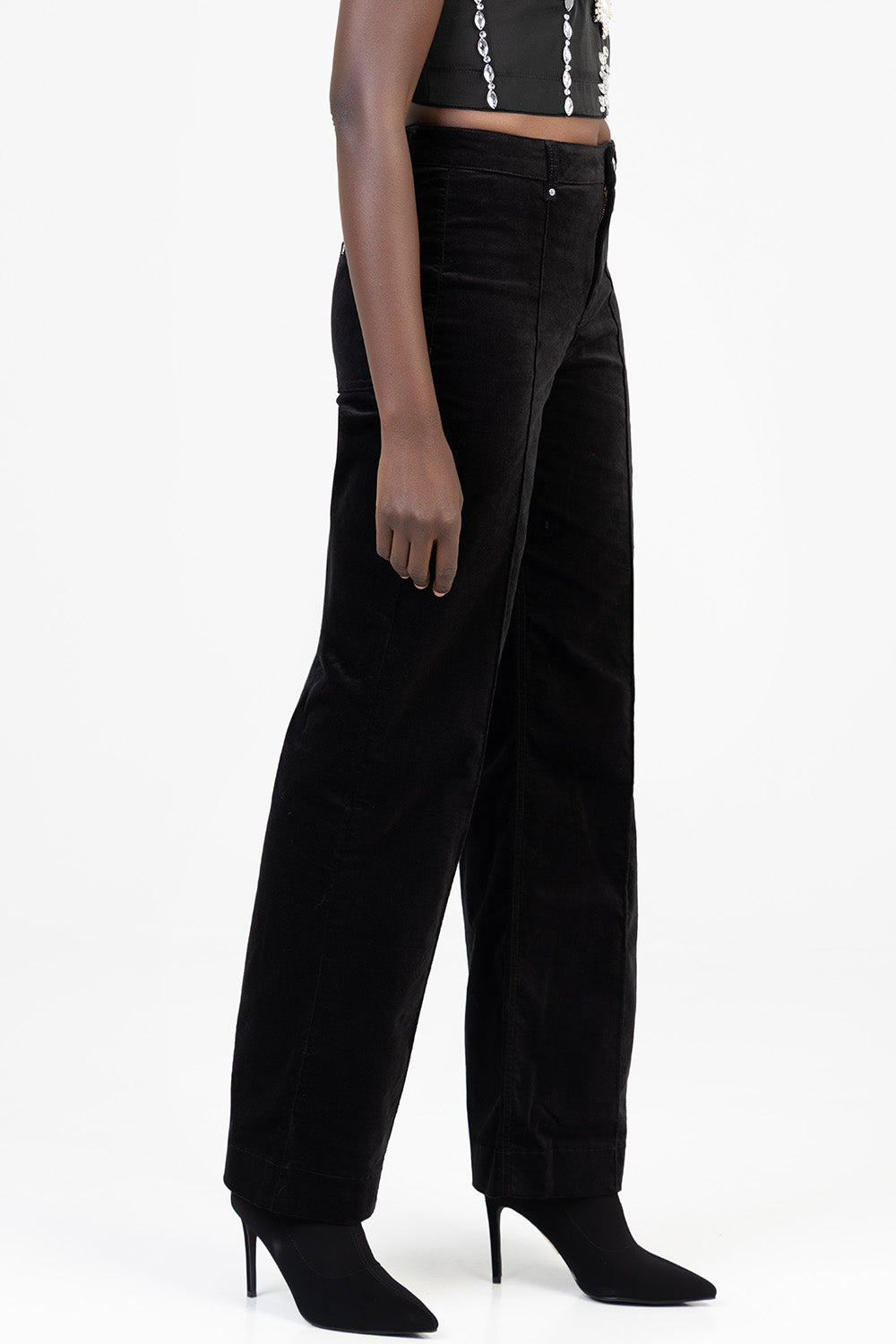 Paige High Waist Tailored Style Wide Leg Denim - Black