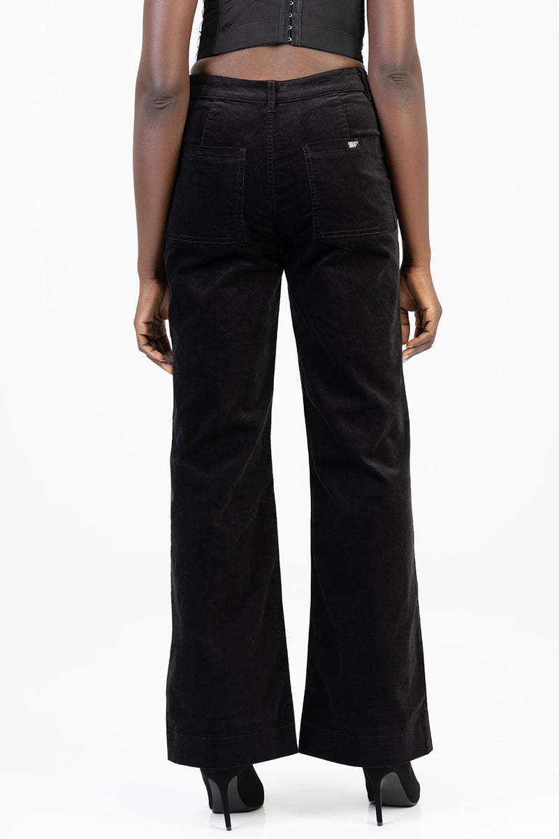 Paige High Waist Tailored Style Wide Leg Denim - Black