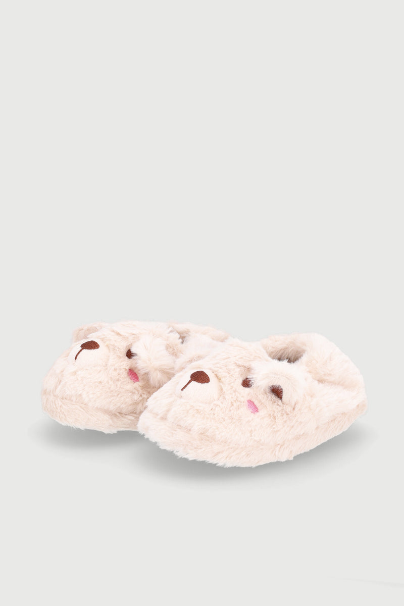 Pre-Girls Bear Slipper - Stone