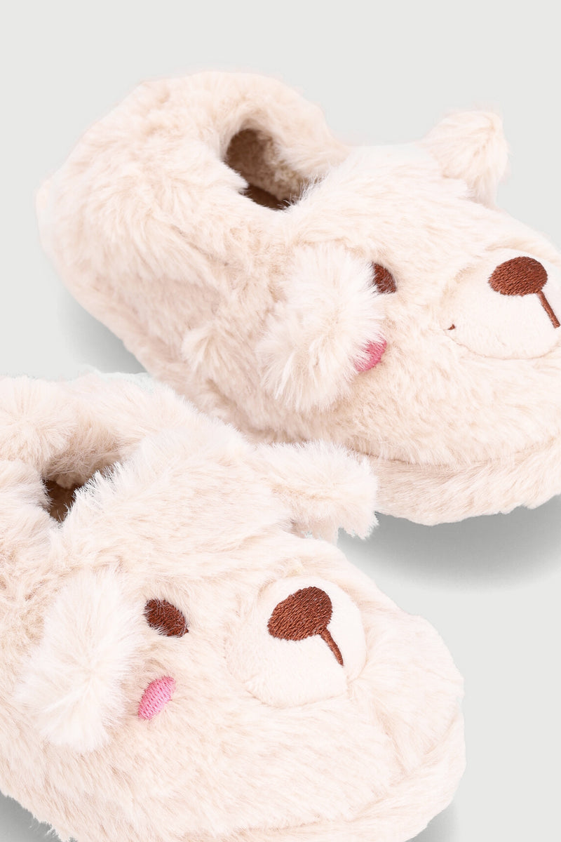 Pre-Girls Bear Slipper - Stone
