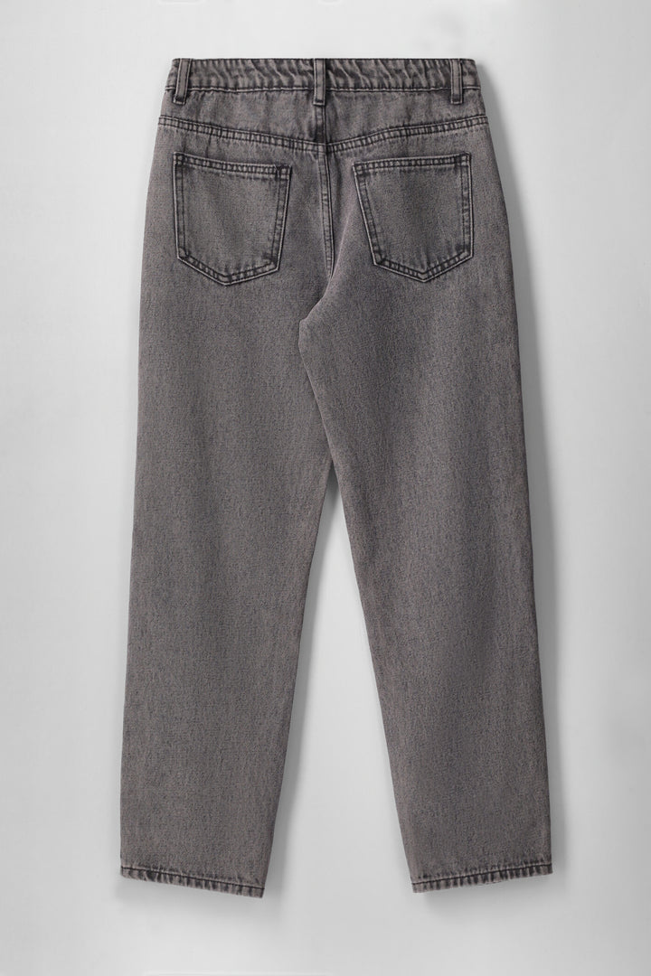 Boys Ripped Straight Leg Jean - Grey Wash
