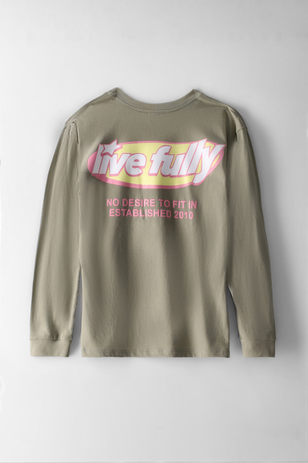 Girls Long Sleeve Live Fully Print Tee - Fatigue