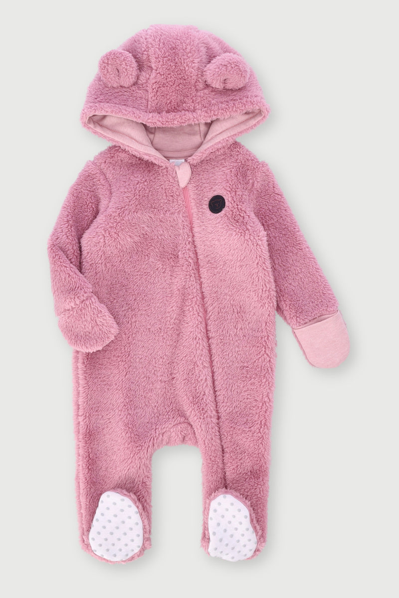 Baby Girls Core Sherpa Bear Sleepsuit - Pink