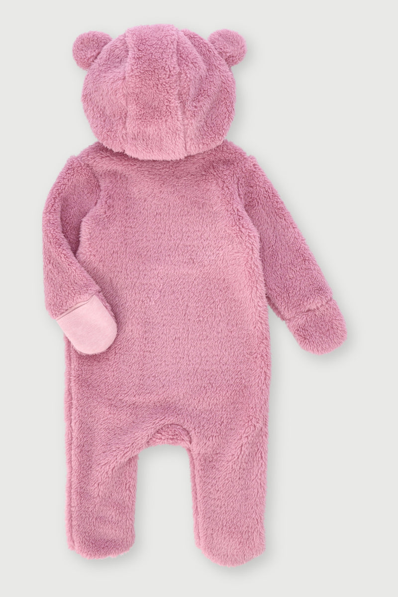 Baby Girls Core Sherpa Bear Sleepsuit - Pink