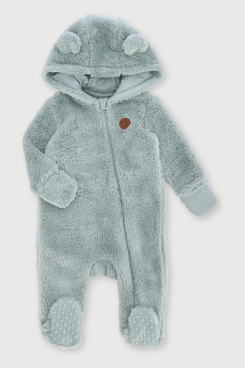 Baby Girls Bear Sherpa Sleepsuit - Sage
