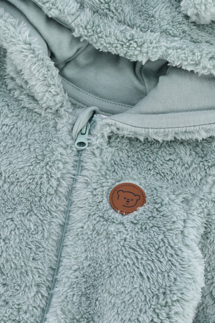Baby Girls Bear Sherpa Sleepsuit - Sage