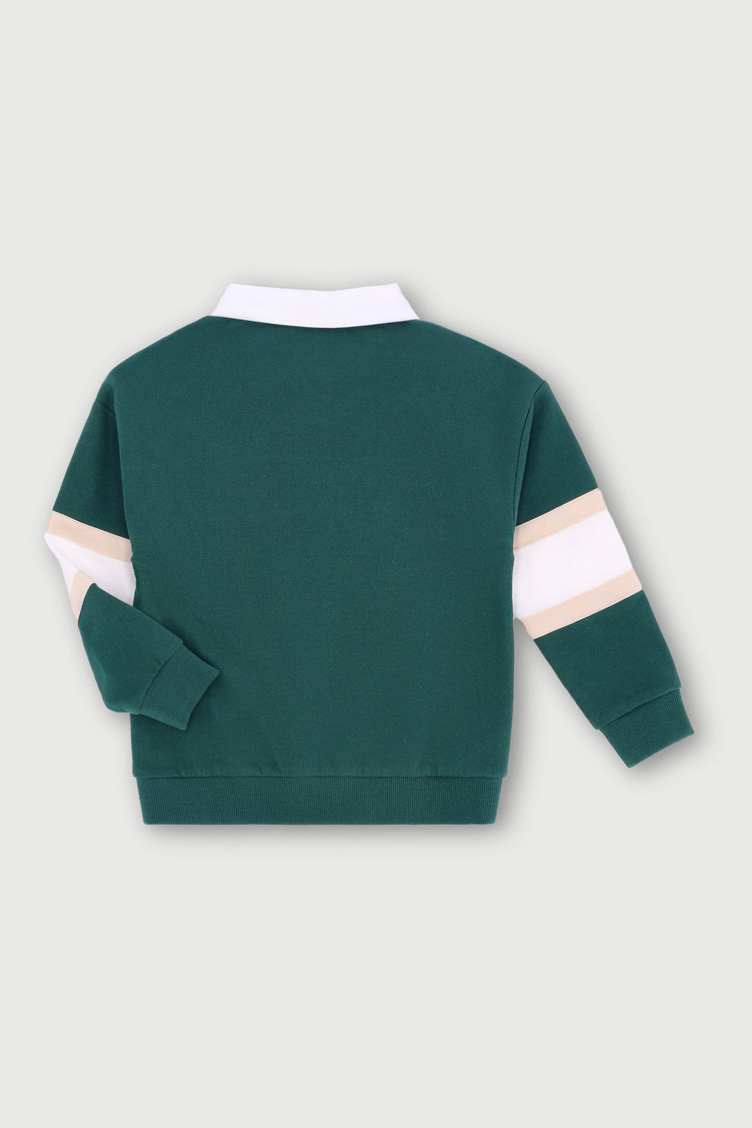 Pre-Boys Quarter Zip Colourblock Crew Top - Dark Green