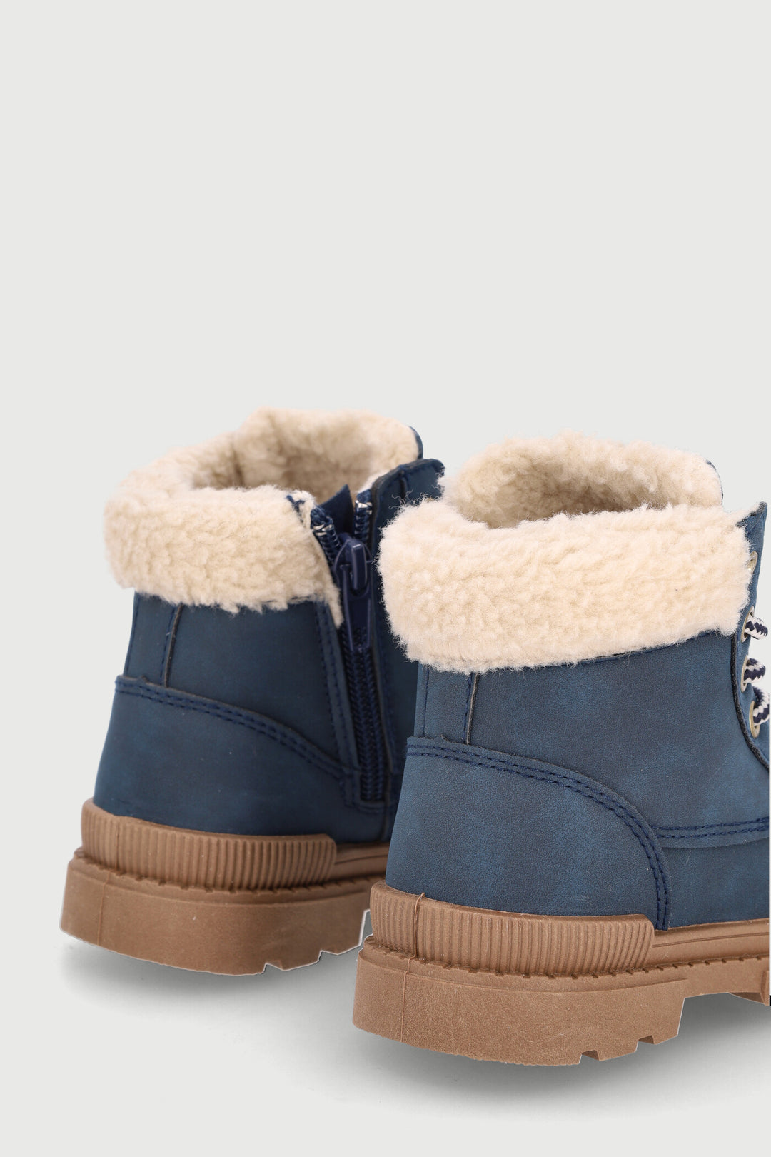 Pre-Boys Faux Fur Trim Hiker Boot - Navy
