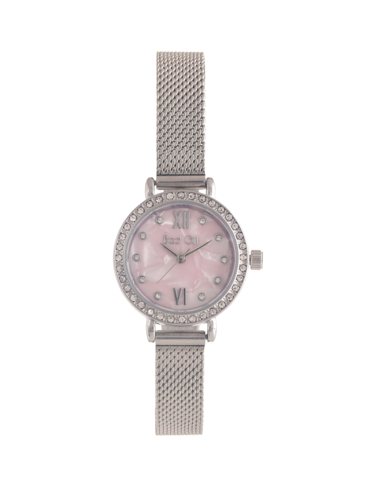 Hearts Mesh Watch & Jewellery Set - Silver
