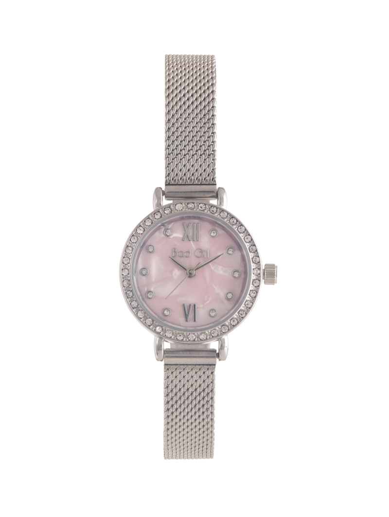 Hearts Mesh Watch & Jewellery Set - Silver