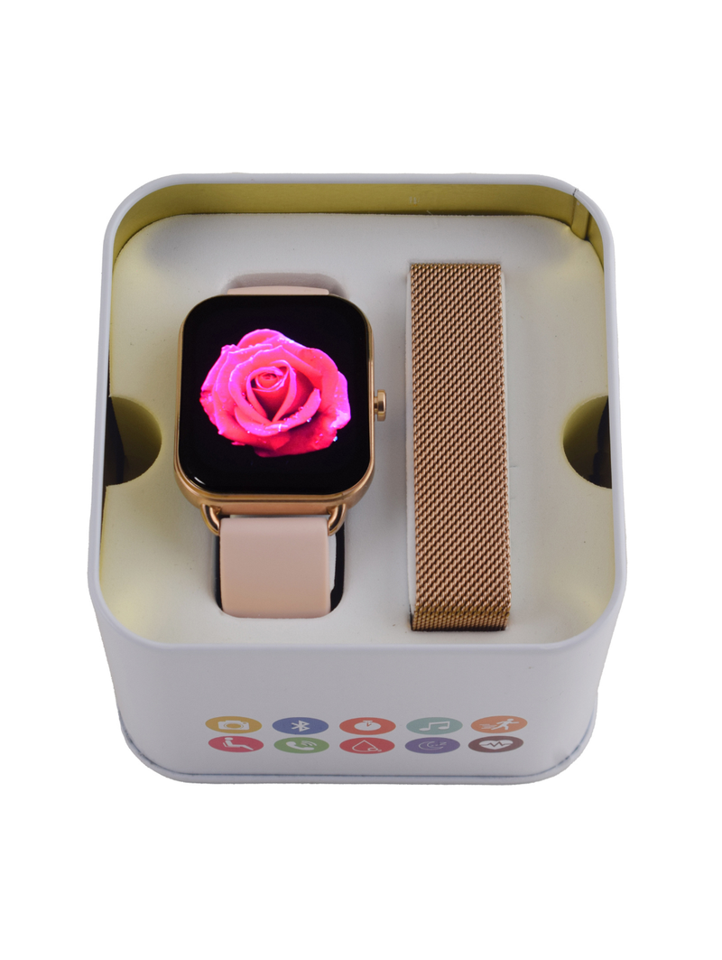 Interchangeable Strap Smart Watch Set - Rose Gold