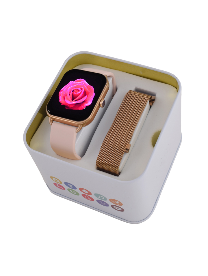 Interchangeable Strap Smart Watch Set - Rose Gold