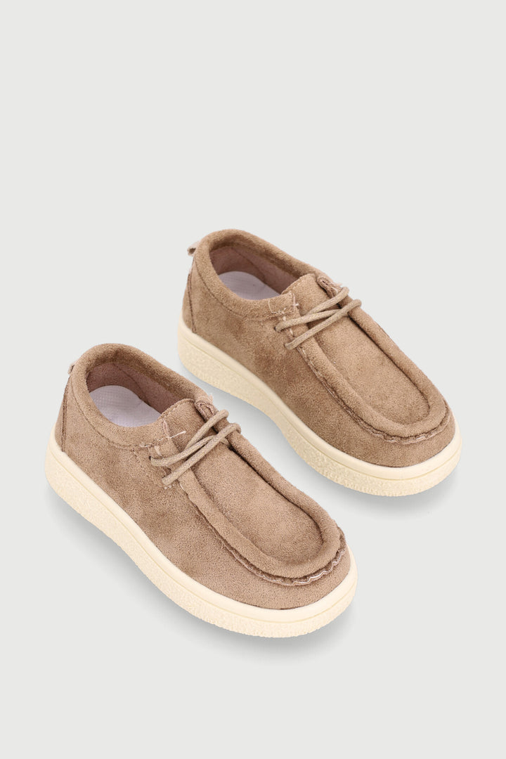 Pre-Boys Lace Up Moccasin - Taupe