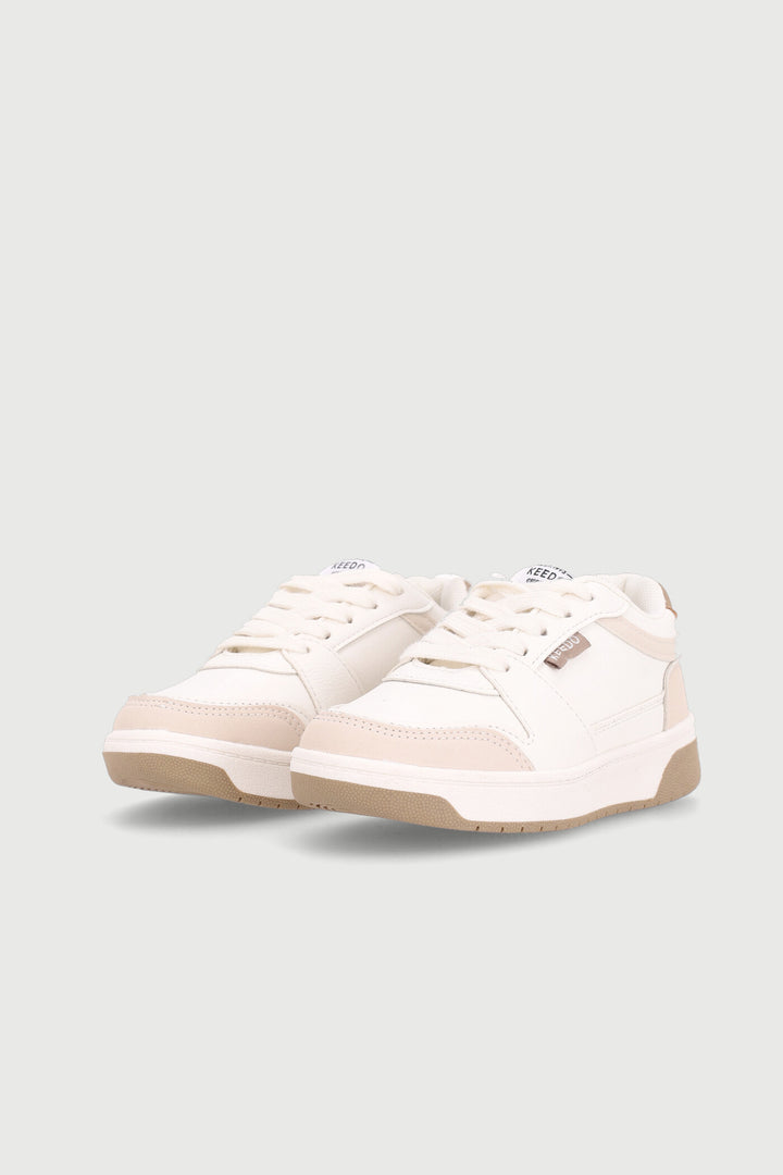 Keedo Boys Court Sneaker - White/Beige
