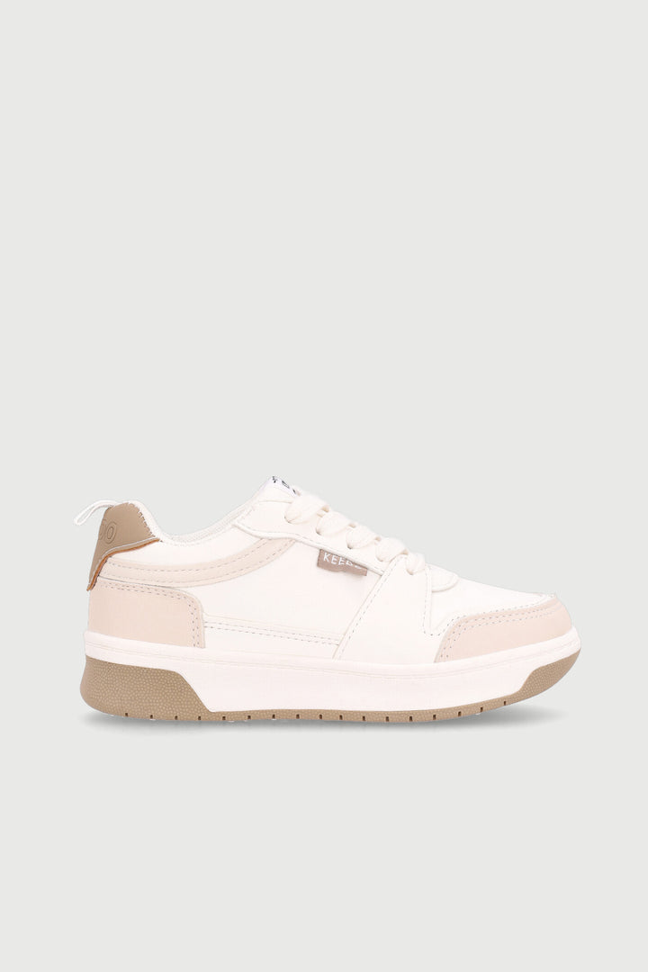 Keedo Boys Court Sneaker - White/Beige