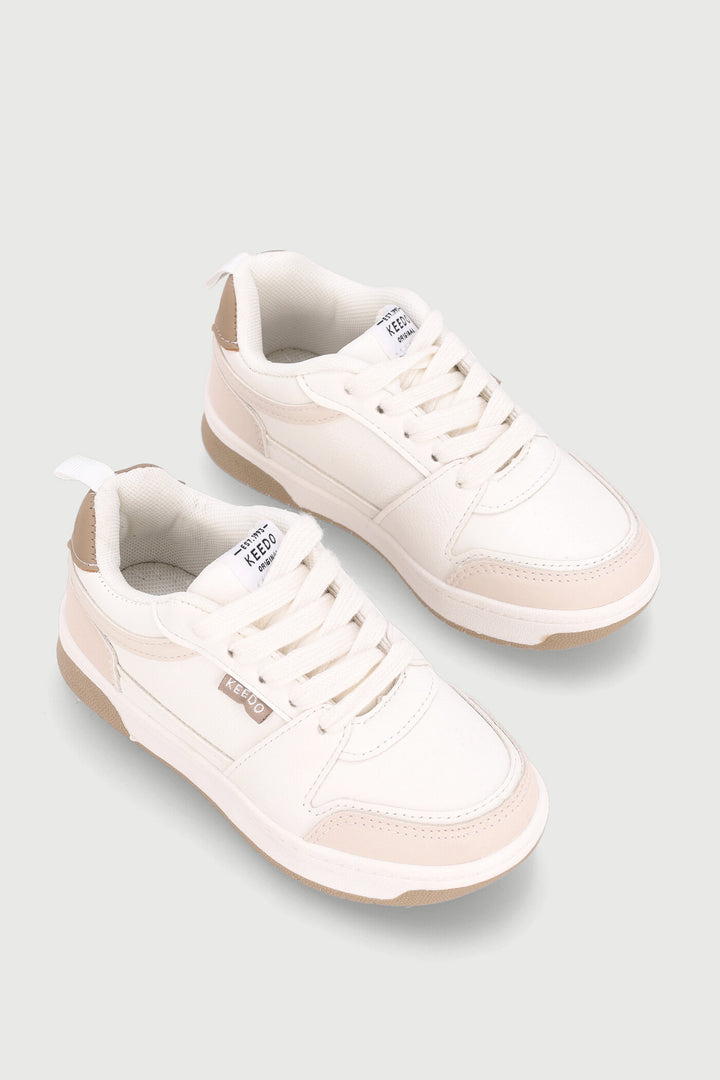 Keedo Boys Court Sneaker - White/Beige
