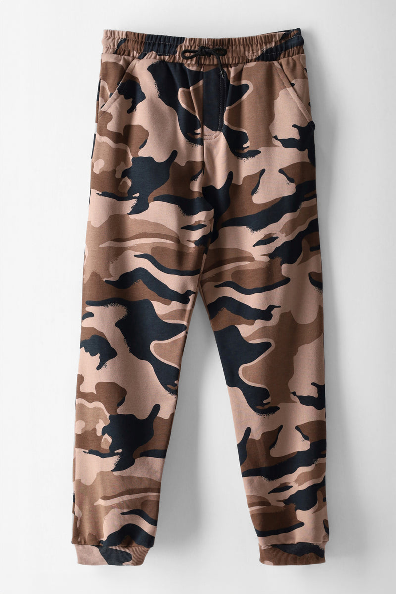 Boys Camo Print Jogger - Brown/Black
