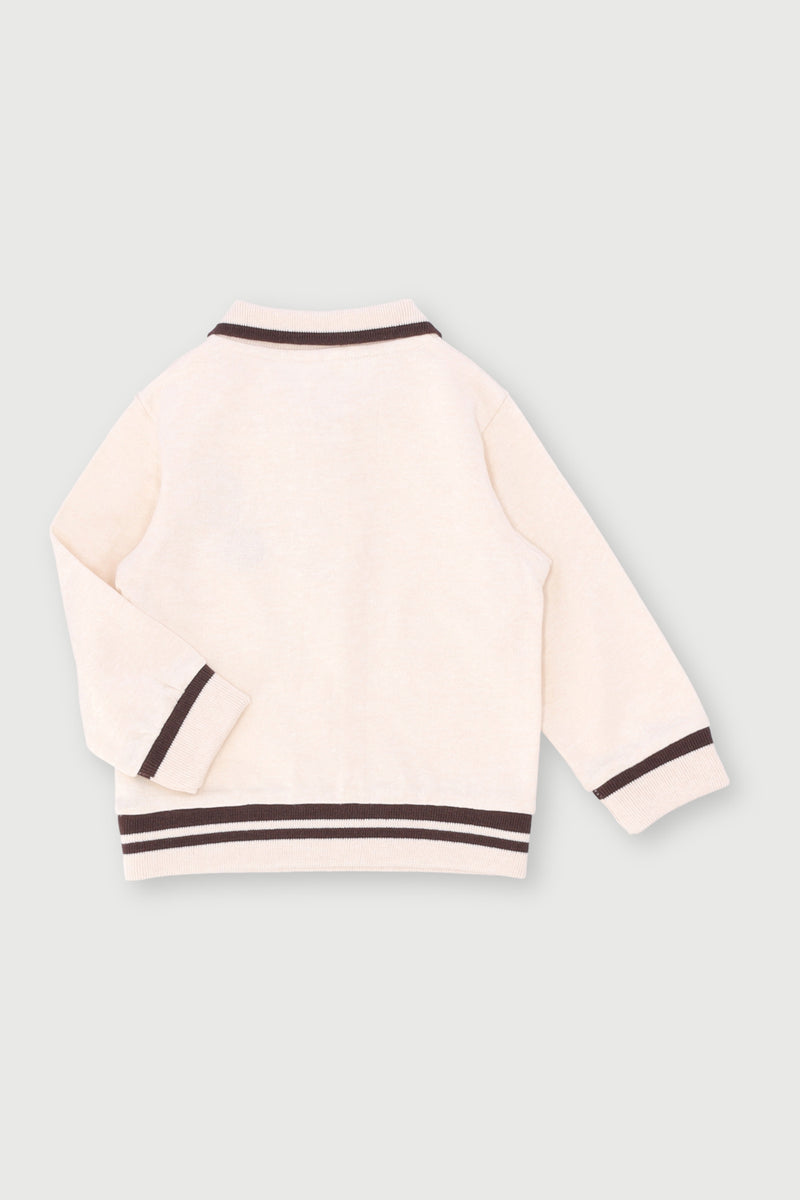 Baby Girls Towelling Long Sleeve Flower Top - Cream