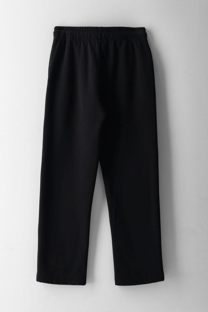 Boys Printed Straight Leg Fleece Pants - Black