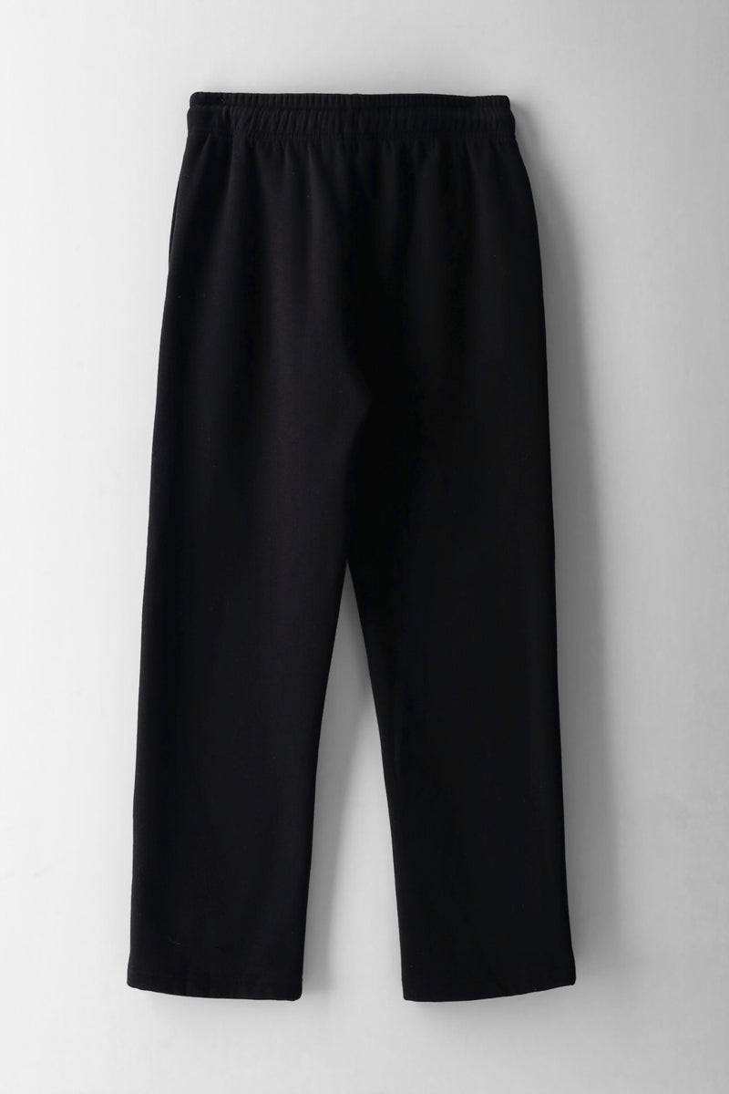 Boys Printed Straight Leg Fleece Pants - Black