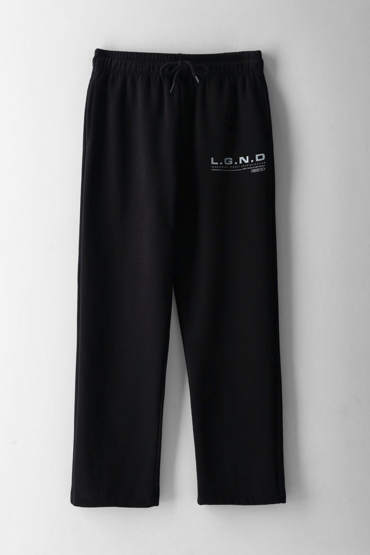 Boys Printed Straight Leg Fleece Pants - Black