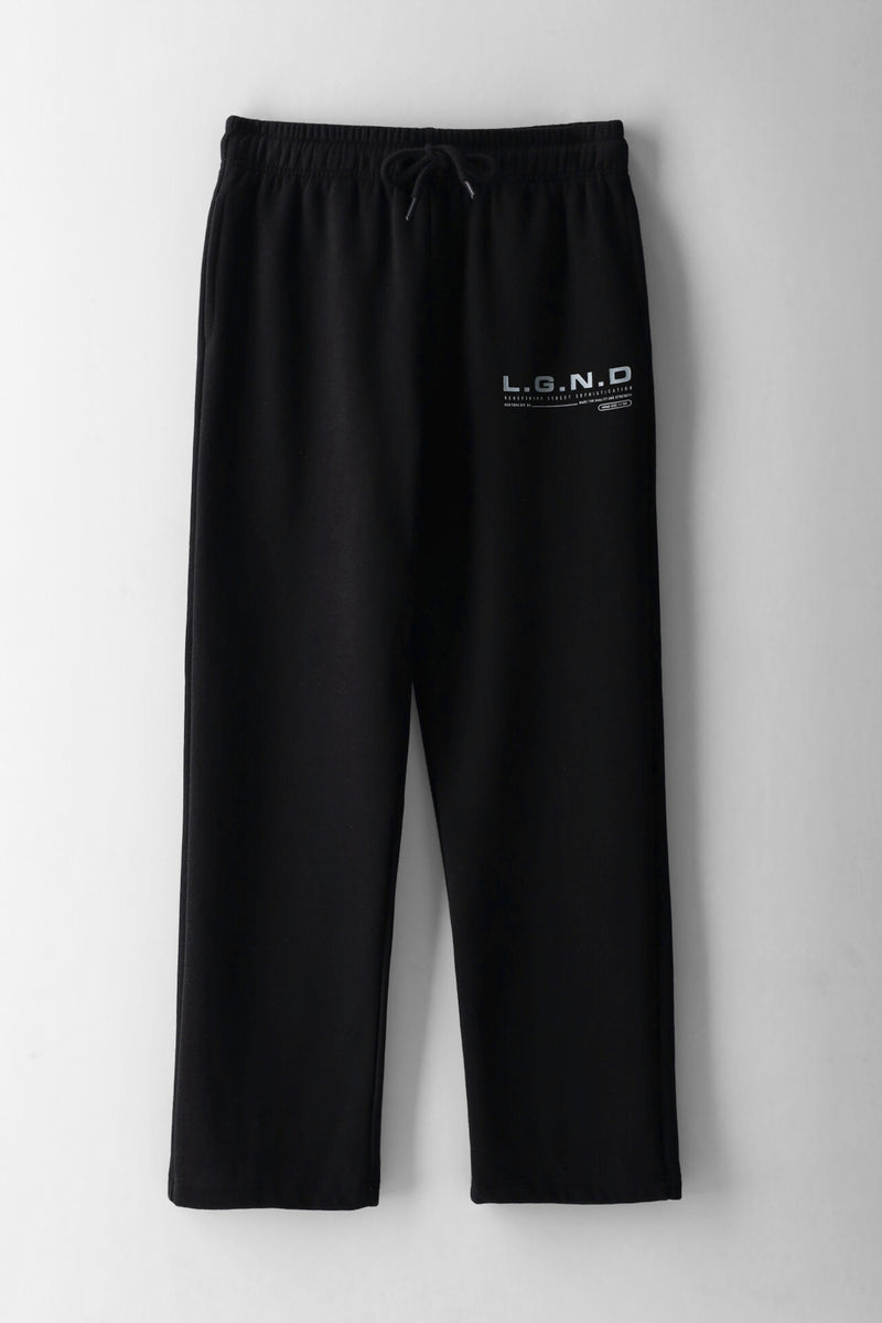 Boys Printed Straight Leg Fleece Pants - Black