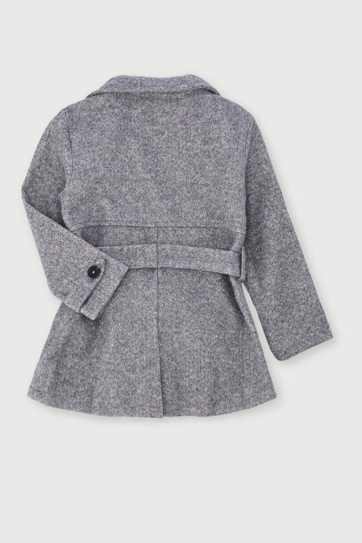 Pre-Girls Melton Trench Jacket - Grey