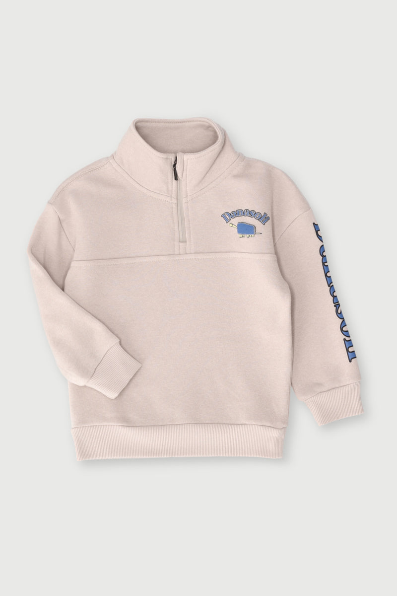 Pre-Boys Danasoli Quarter Zip Crew Top - Stone