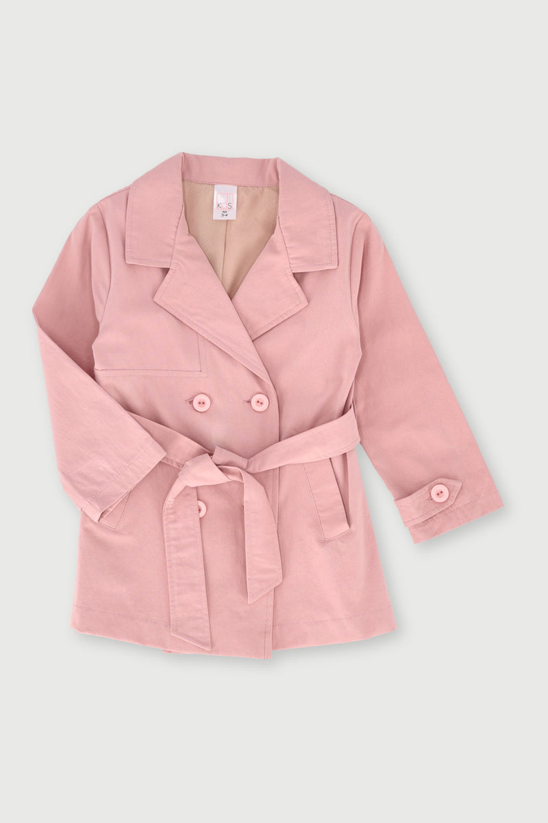 Pre-Girls Fashion Trench Coat  - Pink
