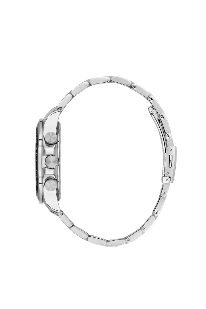 Silver Case & Black Dial Stainless Steel Bracelet Watch