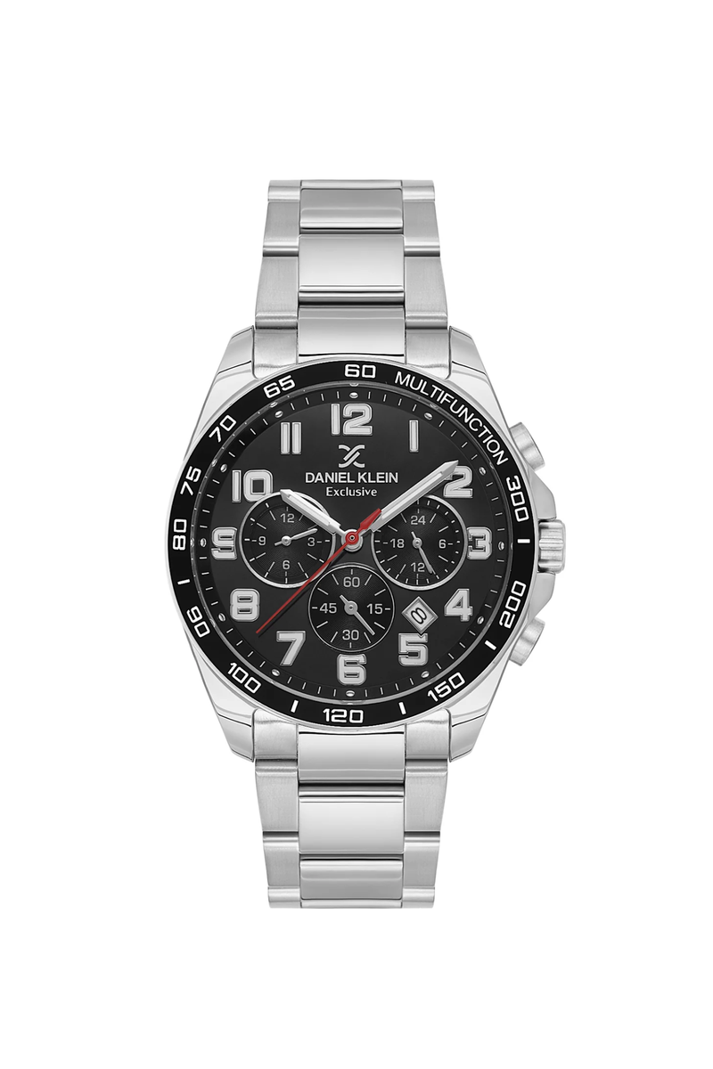 Silver Case & Black Dial Stainless Steel Bracelet Watch