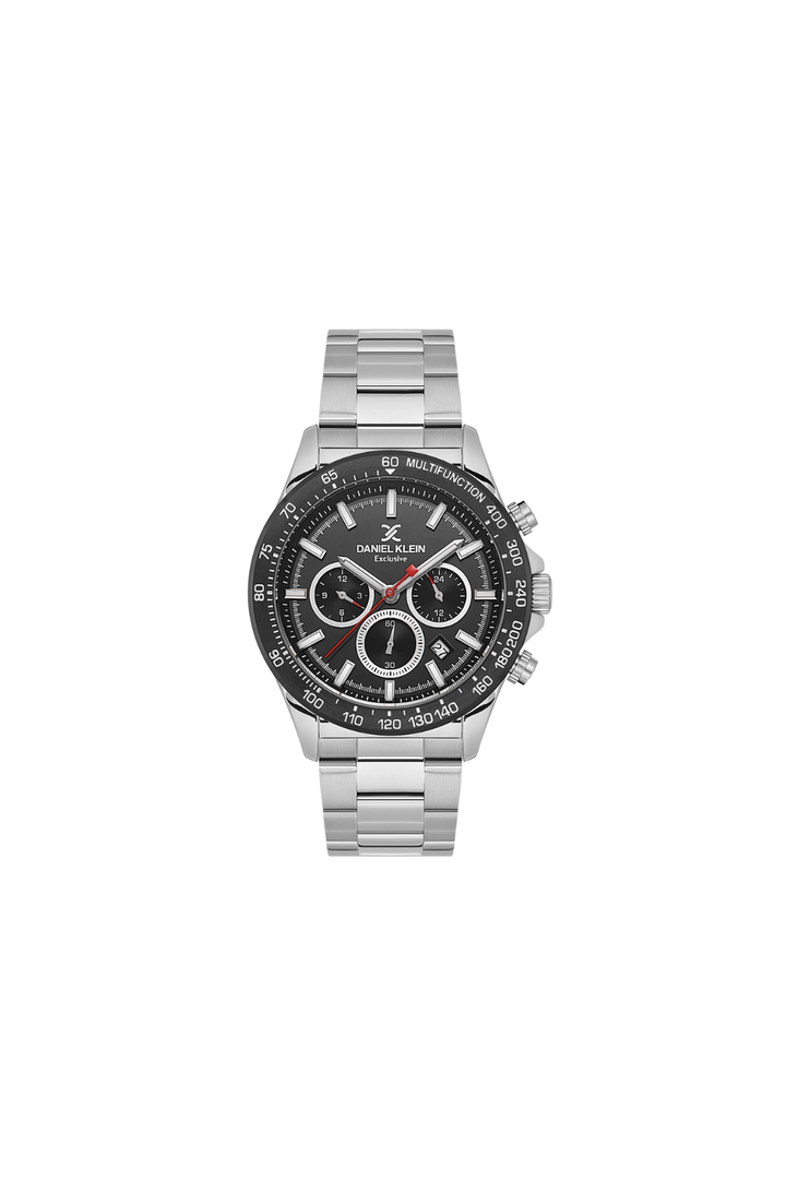 Silver Case & Black Top Ring Stainless Steel Bracelet Watch