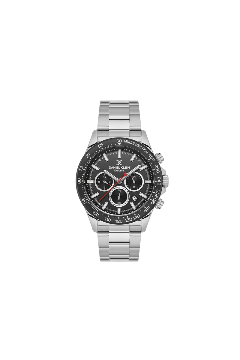 Silver Case & Black Top Ring Stainless Steel Bracelet Watch