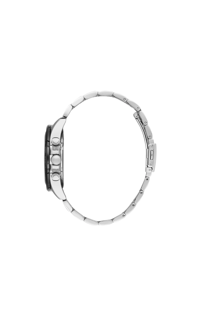 Silver Case & Black Top Ring Stainless Steel Bracelet Watch